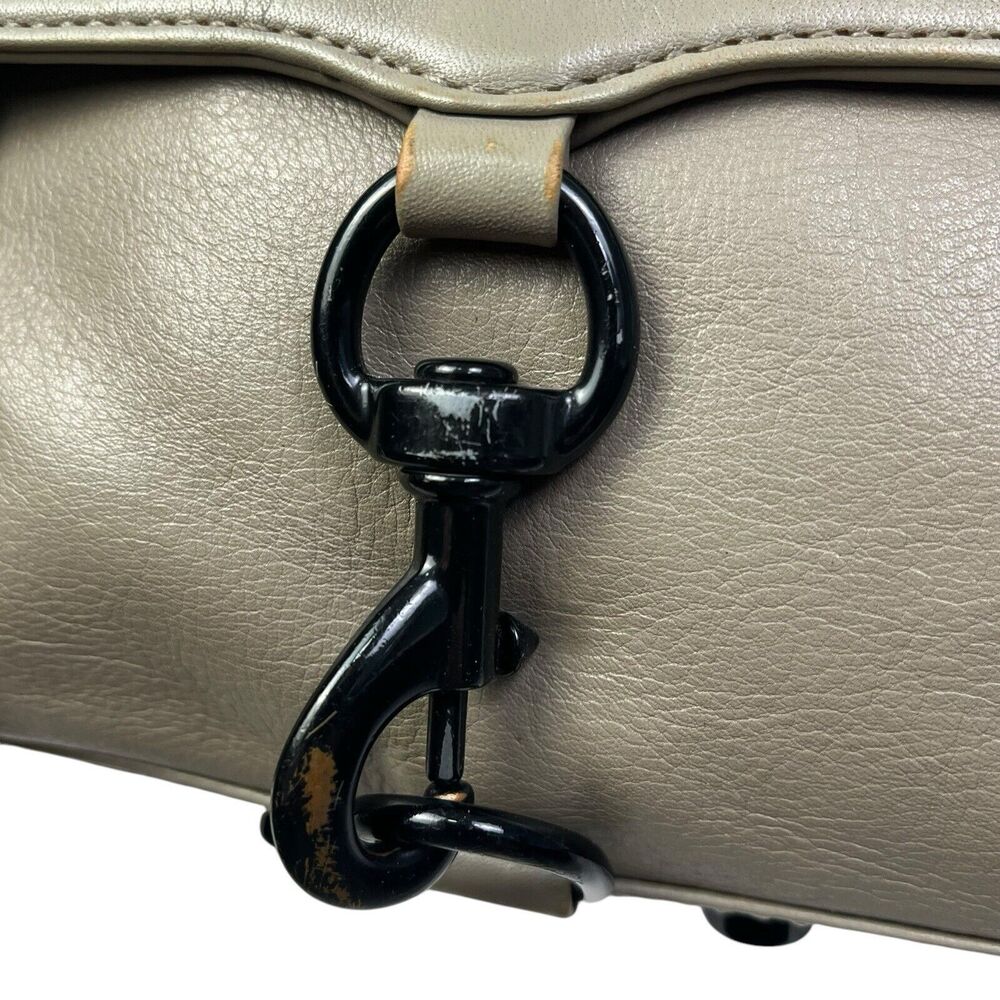 REBECCA MINKOFF Mac M.A.C. Leather Crossbody Shoulder Bag Purse Gray Chain - Picture 3 of 12
